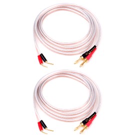 JORZOR 2 Pack Pin Type Plug to Banana Male Plug Speaker Cable, Audiophile 14 AWG OFC Speaker Wire 2M (6.6FT), 2 Pin to 2 Banana Plug