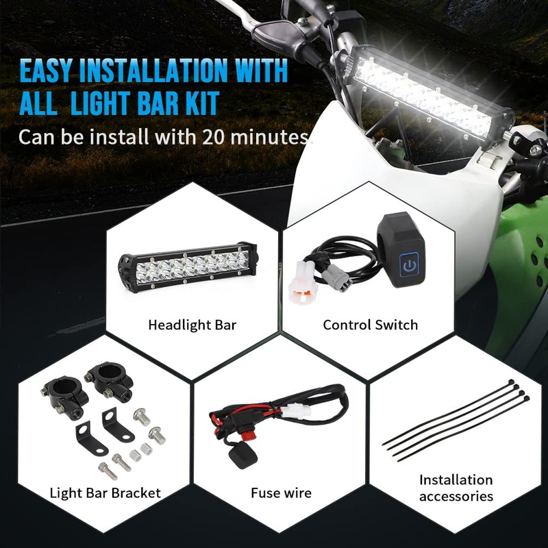 AUTOVIC Motorcycle Light Bar Kit, Universal 60W Motocross Light Bar