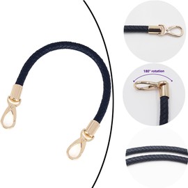 WANYI Pack of 2 40 cm Bag Handles, Leather Bag Straps for Changing, DIY Bag Handles, Shoulder Strap, Replacement Handle for Bags, Handbag, Purse with 2 Gold Carabiner Hooks (Navy Blue)