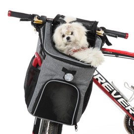 Dog Bike Basket Foldable Pet Carrier Backpack Large Waterproof Pet Bicycle Basket Portable Breathable Basket Bag for Dogs and Cats - Ideal for Pets up to 6.6 lbs