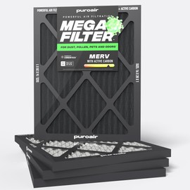 PuroAir Mega Filter - MERV 13 16x20x1 Air Filters For Home With Activated Carbon - Filters Allergens, Pet Dander, Smoke, Dust - Furnace and AC Filters - Air Filters 16x20x1 MERV 13 (4 Pack)