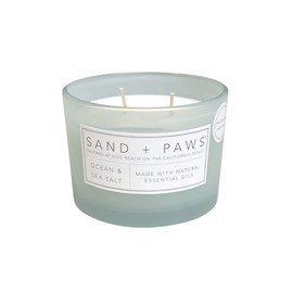 Sand + Paws Scented Candle - Ocean & Sea Salt –Luxurious Air Freshening Jar Candles Neutralize pet Odors and Enhance Home décor – 100% Cotton Lead-Free Wicks - 12 oz