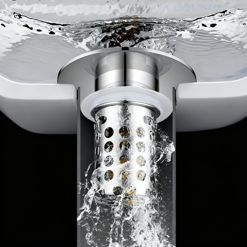Beruth Bathroom Sink Stopper Hair Catcher, 304 Stainless Steel Pop