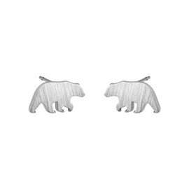 Lauren-Spencer Animal Stud Earrings for Women Silver Gold Plated Wildlife Bear Moose Elk Buffalo Earrings Small Cute Animal Earrings Studs for Women Teen Girls Animal Jewelry Gift (Silver-Bear)