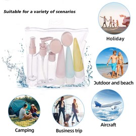 Meiso 11Pcs Travel Bottles Set for Toiletries Leak Proof Travel Containers Portable Refillable Squeezable, Body Wash Portable Travel Bottles Toiletries Container Toiletry Bottles Travel Travel Containers Accessories for Shampoo, Lotion