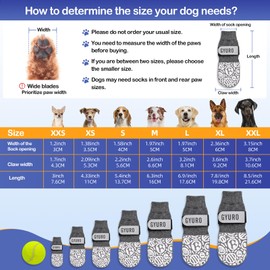 GYURO 2Pairs Anti Slip Dog socks paws stop licking,Dog Boots&Paw Protector for Hardwood Floors Anti Slip,Traction Control No Twist Grip Booties for Small Medium Large Senior Dogs (Gray, L)
