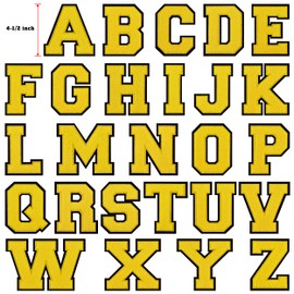 Single 4.5" Yellow Chenille Iron-On Patch – Easy Application for Varsity Jackets, Backpacks, Hoodies, Shirts, Team Uniforms