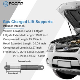 ECCPP Lift Support Hood+Liftgate Replacement Struts Gas Springs Fit For Lexus RX350 3.5L 2010-2015,For Lexus RX450h 3.5L 2010-2015 Set of 4