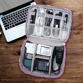 LTLSZRN Cable Bag, Cable Organiser Bag, Cable Organiser Travel, Travel Electronics Bag, Charging Cable Organiser, Travel Organiser, Charging Cable Bag, Electronics Accessories Organiser, purple, Cable