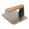 Burger Smasher 304 Stainless Steel Square Handheld Burger Press Wooden
