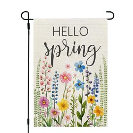 CROWNED BEAUTY Spring Garden Flag Floral Wildflowers 12×18 Inch Double Sided for Outside Small Seasonal Burlap Yard Flag CF1803-12