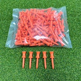 LM sports Plastic Step Down Golf Tees｜Premium Golf Castle Tees｜100 Count, 1.9 inch (Orange)