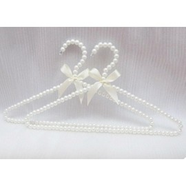 10 Pack Pearl Beads Metal Elegant Clothes Hangers Standard Hangers (White)