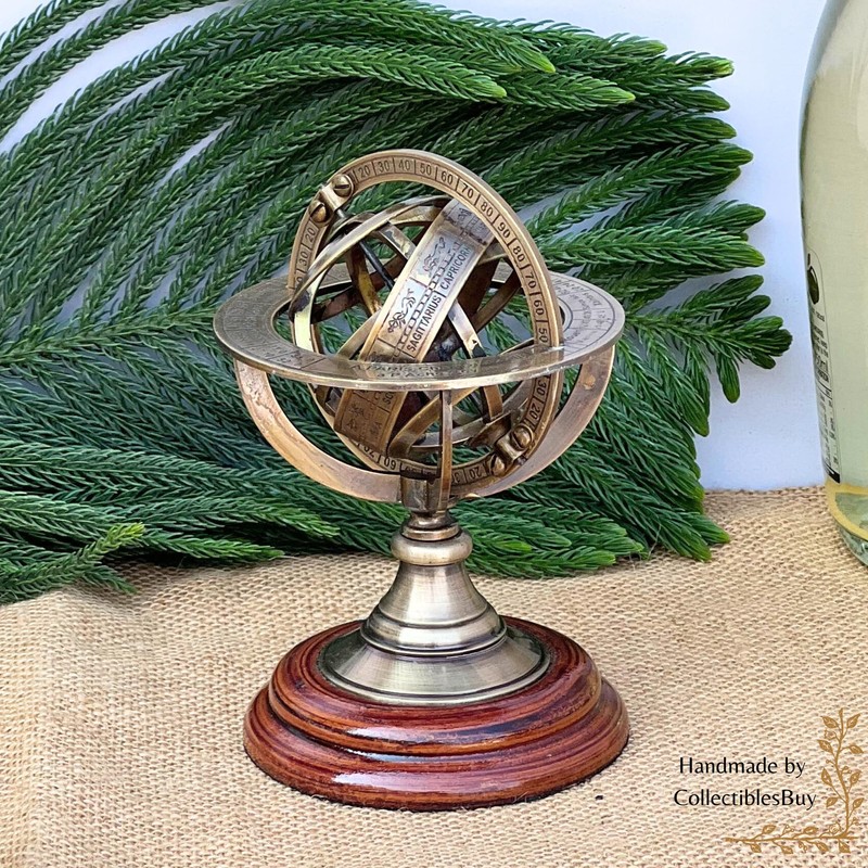 collectiblesBuy Handmade Brass Armillary Sphere Globe Clock Spherical Astrolabe Vintage