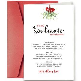 SuperShunhu Romantic Christmas Card for Girlfriend Boyfriend, Poem Xmas Card for Best friend, Sweet Christmas Card for Husband Wife, To My Soulmate at Christmas