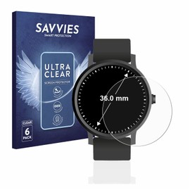 Savvies 6 Pack Screen Protector compatible with Watches (Circular, ø: 36 mm) Protection Film Clear