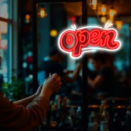 Open LED Neon Signs for Wall Decor – USB Powered & Dimmable Open Neon Light for Business Storefront, Shop, Restaurant, Café, Bar, Grand Opening Sign, Window Sign