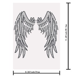 SUPERDANT Rhinestone Iron on Hotfix Transfer Decal Angel Wing Print White Bling Patch Clothing Repair Applique T-Shirt Vest Shoes Hat Jacket Decor Clothing Tote Bag DIY Accessories