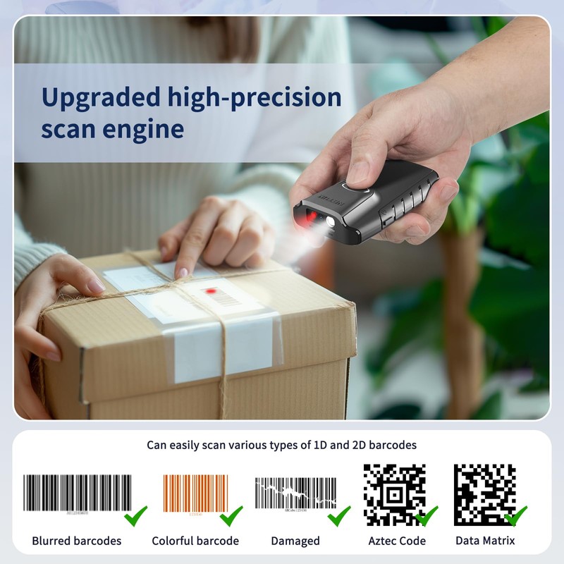 NETUM Bluetooth 2D Barcode Scanner, 3-in-1 Small Portable QR Barcode