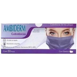 Ambiderm Cubrebocas Ambiderm 3 Pliegos Plisado Colores Caja 50pz Color Violeta