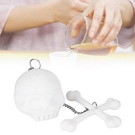 Colador de té, filtro de colador de hoja de té de silicona con forma de calavera de simulación de infusor para oficina en casa