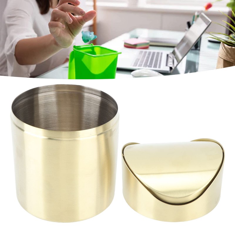 Mini Countertop Trash Can, Stainless Steel Desktop Trash Cans Swing