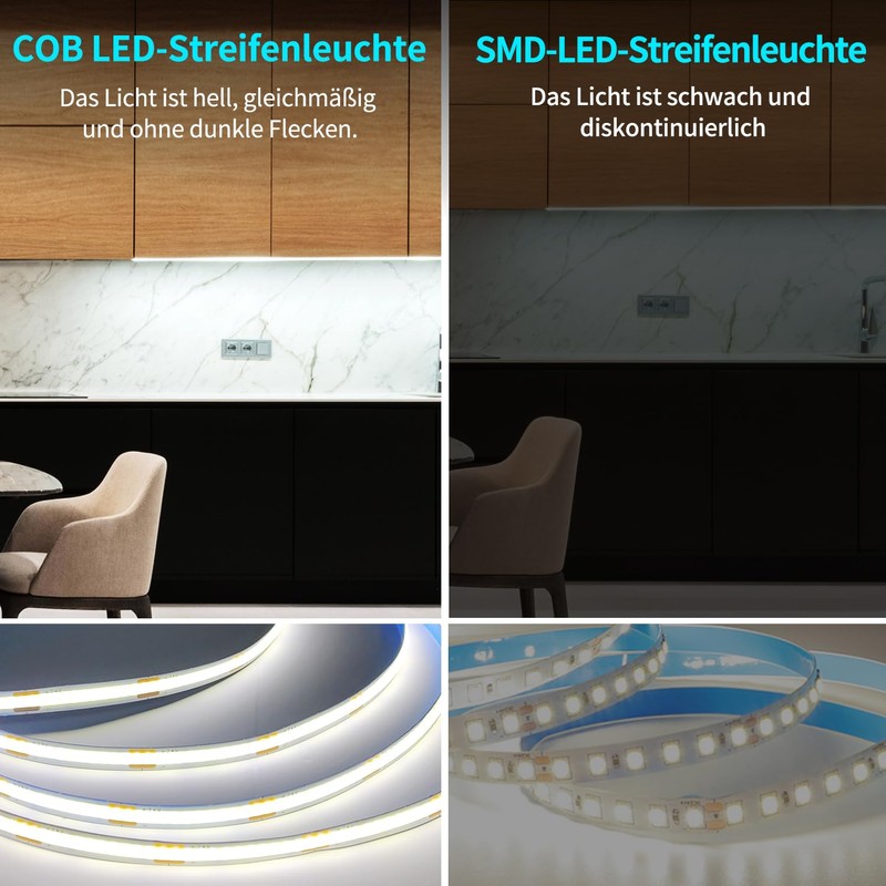 Yeewhale Cob LED Strip 20 m, with Remote Control, App