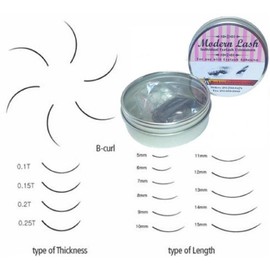Modern Lash EyeLash Extensions B - Curl Lashes .2mm Thick 1.0 gram Choose Length (12mm Long)