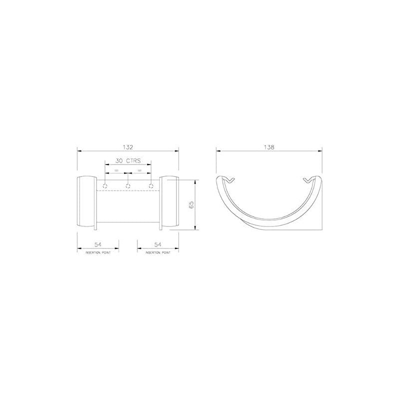FLOPLAST 112mm Half Round Fascia Gutter Union Bracket - Black