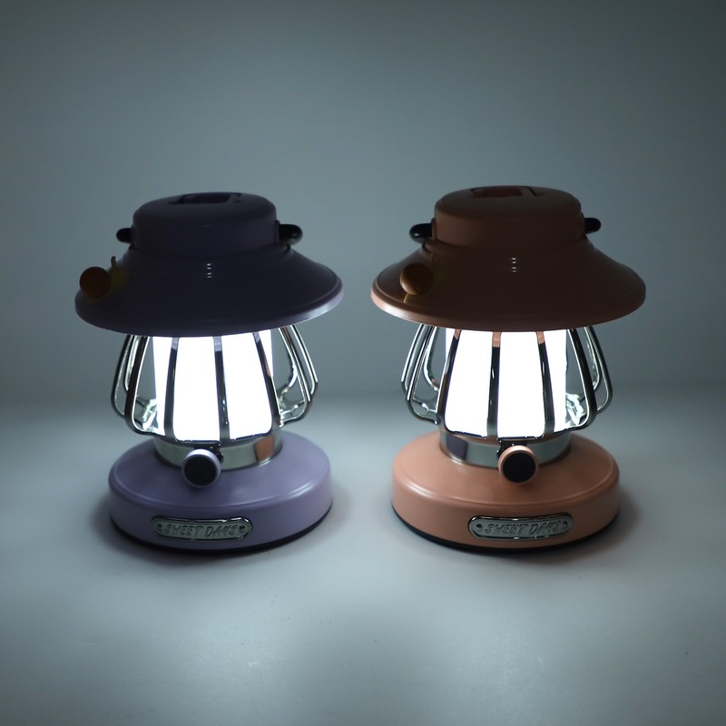 Retro Rechargeable Camping Lantern Infinite Dimming 3 Level Color Temperature