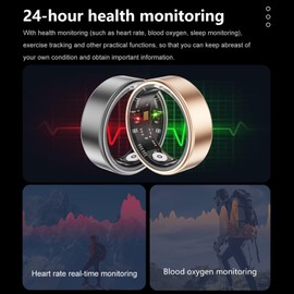 Smart Ring Android iOS Fitness Ring Tracker Smart Rings for Men Women Sleep Tracker Heart Rate Monitor Activity Tracker Pedometer Sport Smart Ring Fitness Ring Heart Rate Black Rose Gold Silver