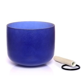 TERRITORY A note Third Eyes Chakra Indigo Colored Quartz Frosted crystal singing bowl 8 inch