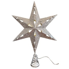 Christmas Tree Topper 35 cm Tree Topper Christmas Metal Glitter LED Star B-Ware (Silver)