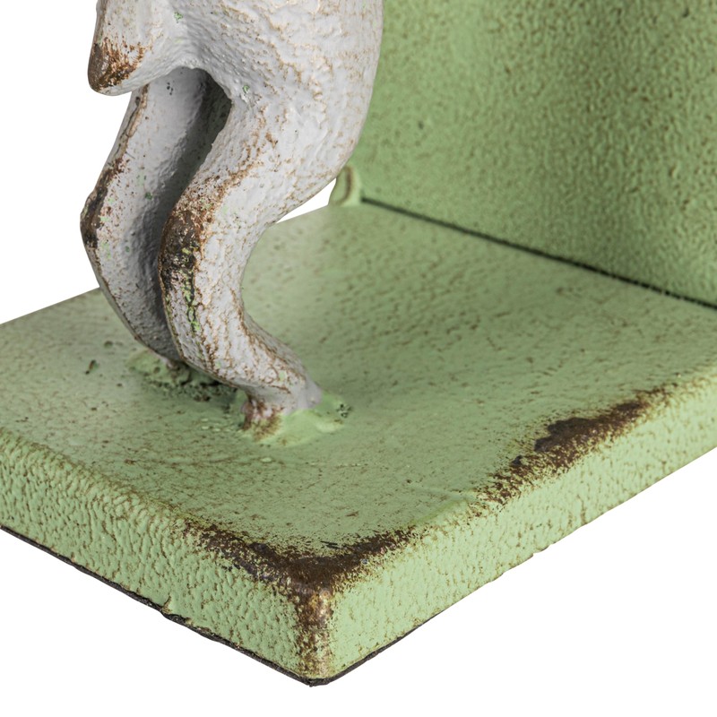 Creative Co-Op Decorative 2-Tone Cast Metal Rabbit Bookends, Green and