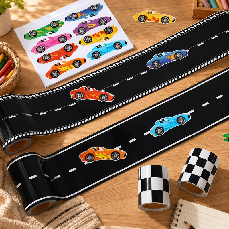 4 Rolls Racing Car Theme Bulletin Board Border Set Race