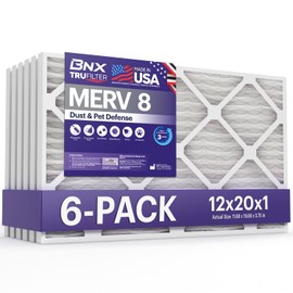 BNX TruFilter 18x24x1 Air Filter MERV 8 (6-Pack) - MADE IN USA – Dust & Pet Defense Electrostatic Pleated Air Conditioner HVAC AC Furnace Filters for Dust, Pet, Mold, Pollen MPR 600 – 700 & FPR 5
