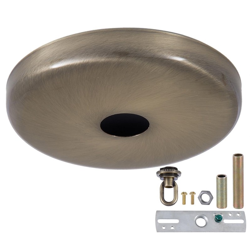 B&P Lamp® Rounded Ceiling Light Canopy Plate Kit (Antique Brass)