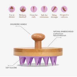 cepillo para polvo de champú para el cabello para ducha, de silicona suave, para el crecimiento del cabello, para mujeres, hombres y niños (rosa morado)