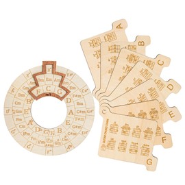 Wooden Melody Tool, Round Circle of Fifths Wheel Melody Tool with 7 Pcs Guitar Chord Cards, 6.3 inches Large Size Music Theory Learning Tool for Musicians, Songwriters, Beginners