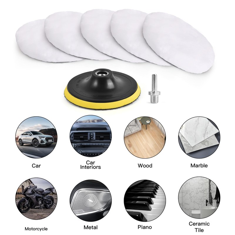 Kshineni 7 Pcs 3 Inch (80 mm) Wool Buffing Polishing