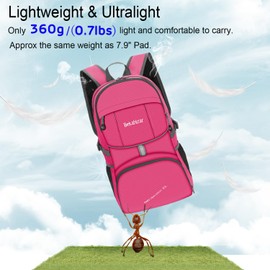 Bekahizar 35L Lightweight Rucksack, Soft Foldable Backpack, Upgraded to 4 Compartments Daypack for Travel Hiking Camping Cycling Outdoor Sports