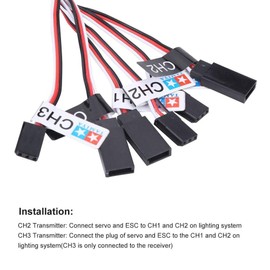 12 Pcs RC Car Simulation Flash Light, High Brightness LED Lighting System, Kit Steering Brake 1/10 1/8 RC Truck TT-01F350 SCX10 AX10 CC01, 4 Colors