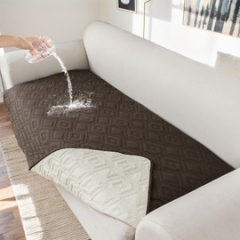 Genina 100% Waterproof Couch Cover for 4 Cushion Couch Sofa Cover for Dogs, Anti-Slip Sofa Covers Washable Couch Covers for Sectional Sofa L Shape Furniture Cover, 1 Piece (Coffee, Sofa X-Large)