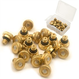 Zeqeey 40 Pcs 10/24 UNC Brass Misting Nozzles for Garden Outdoor Cooling System, 0.3 mm 0.012 Inch Orifice