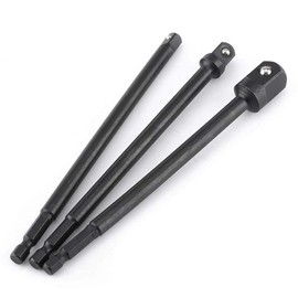 Gasea 3pcs 150mm Socket Adapter Impact Hex Shank Extension Drill Bits Bar Set 1/4" 3/8" 1/2" Square Drive Socket