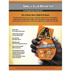 Gorilla Crystal Clear Duct Tape, 1.88” x 5 yd