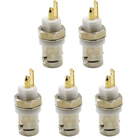 Coolotic 5 Sets CCTV Camera BNC Female Coupler Adapter Connector BNC Female Jack Bulkhead Solder Panel Mount Insulated Coaxial RF Connector