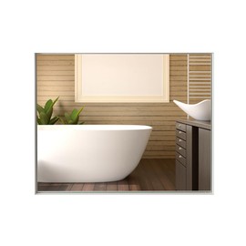 TREATLIFE HOME Enhance Your Bathroom with a 40x30inch Wall-Mounted Beveled Mirror, Aluminum Frame, Clear Reflection, White