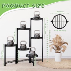 6-Tier Metal Plant Stand Indoor Outdoor - Corner Tall Plant Shelf for Multiple Plants, Foldable Heavy Duty Plant Holder - Decoration flower Stand for House Living Room Balcony Garden Patio - Black