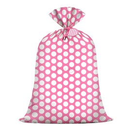 KIDAJOY Extra Large Pink Polka Dot Plastic Gift Bags Girls 36x56 Inch Jumbo Pink and White Gift Bag for Baby Shower Happy Birthday Girls Newborn Party Favor Sweet